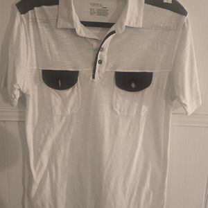 Vertical White and Black Men's Polo Shirt